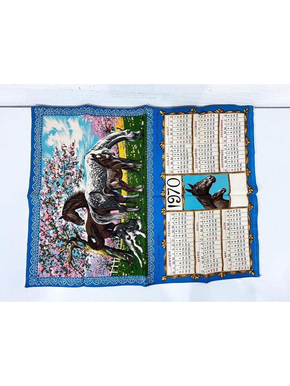 1970 Horses Calendar Tea Towel Kitchen Decor - Picture 3 of 11